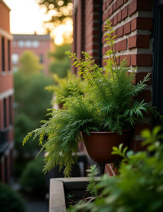 Residential balcony with felt pocket vertical garden in Brooklyn