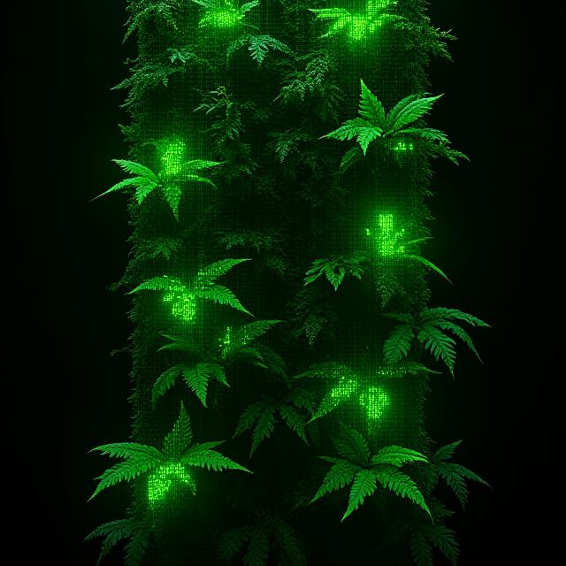 Abstract green digital structure representing data protection in nature