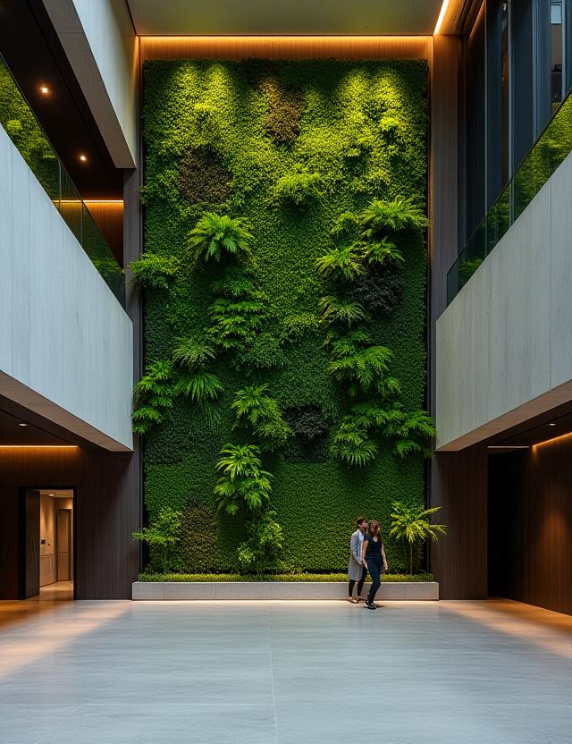 Large scale vertical garden in a Manhattan office lobby